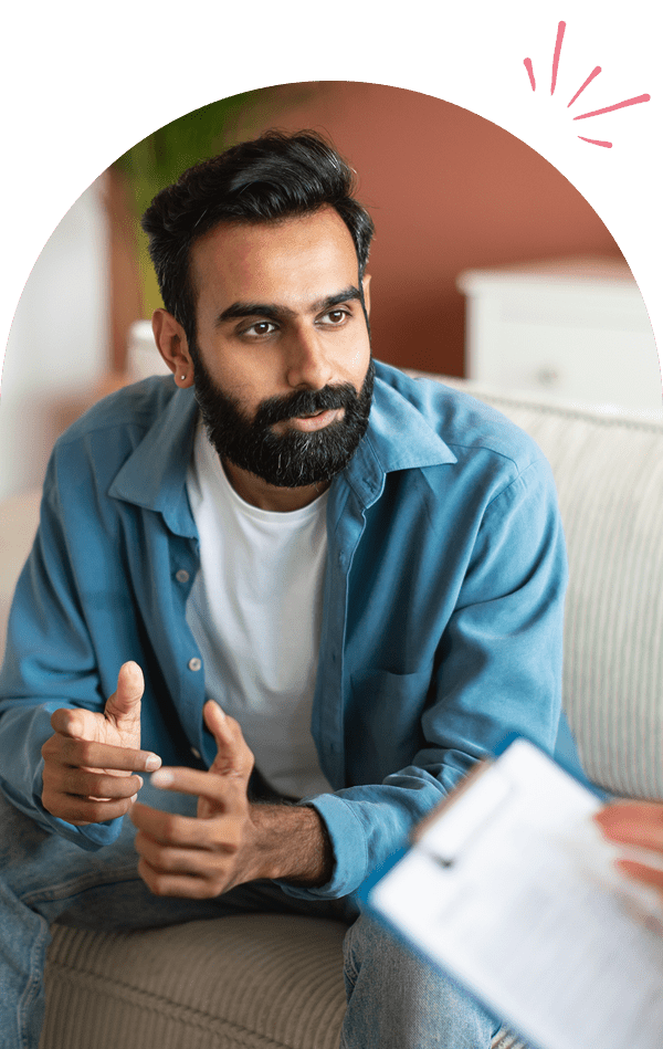Man attentively listening during a conversation.